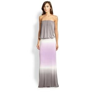 Young Fabulous & Broke Sydney Strapless Ombre Maxi Dress Blouson Gray Purple S